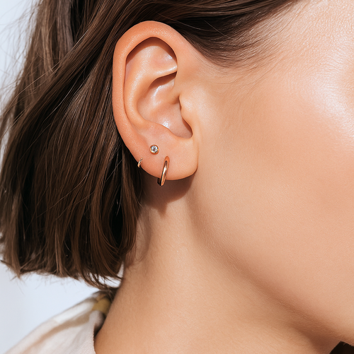 Mini Bezel Huggies Øredobber