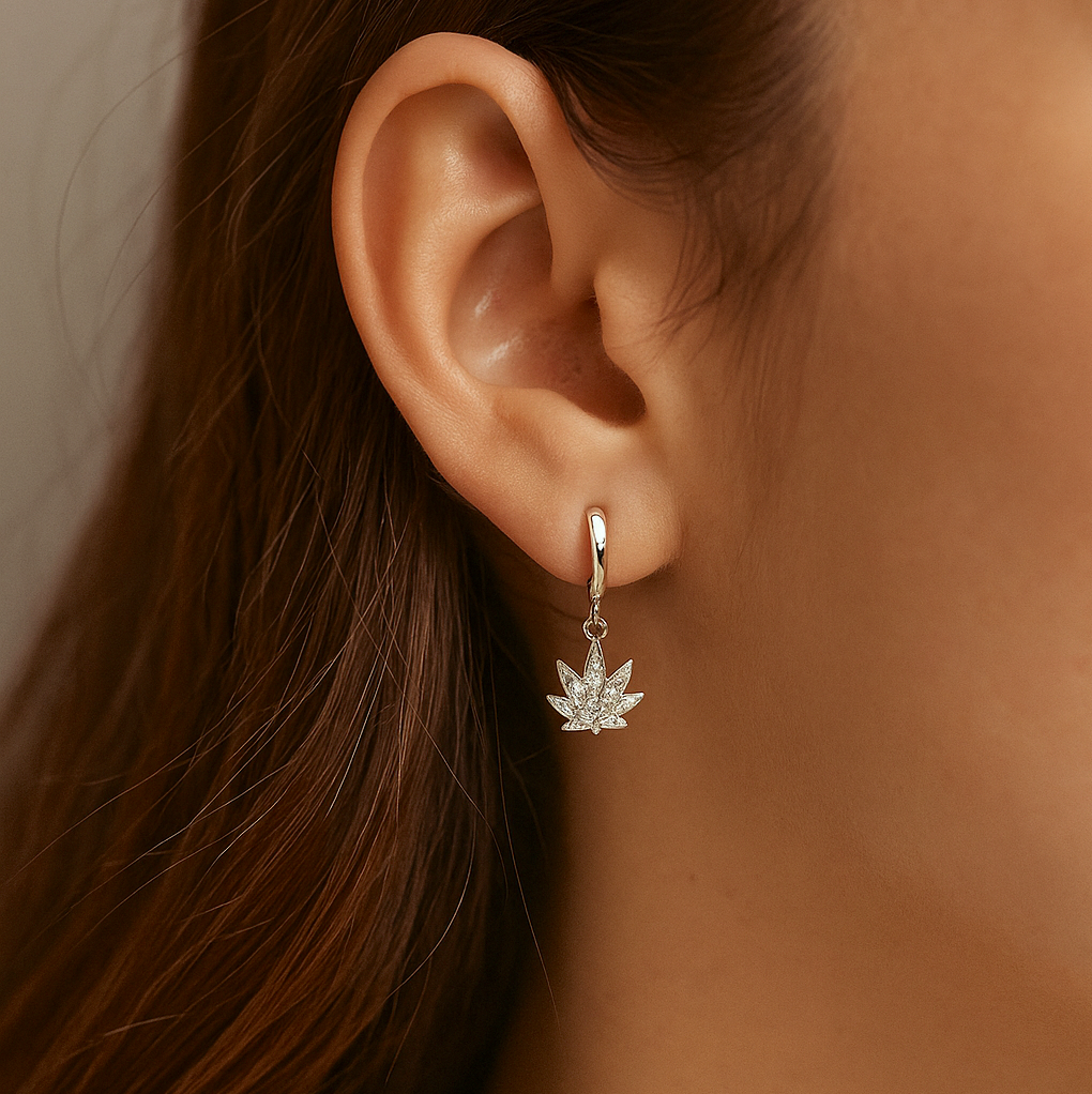 Boho Gold Plated Leaf Crystal Earrings For Women - CZ Studs, Hooping Ear Cuff Style Jewellery By Rinhoo