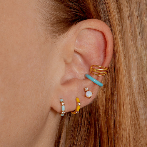 天堂藍 CZ 小圈耳環