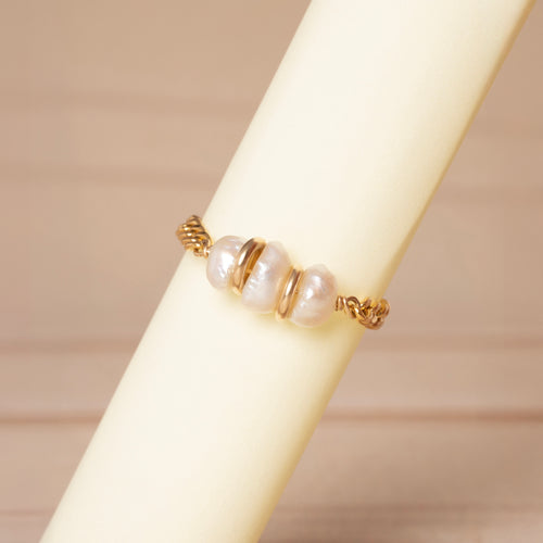 Baroque Pearly Golden Nuggets Ring