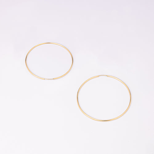 14K Solid Gold Large Endless Hoop Earrings 50mm