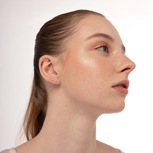 Orecchini a bottone Foglia Scintillante