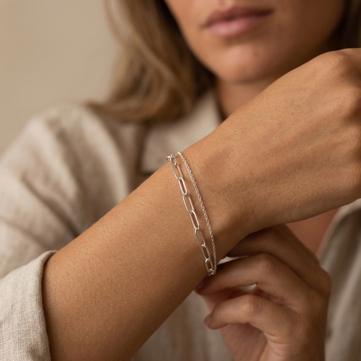 Paperclip Double Chain Bracelet – J&CO Jewellery Paperclip Double Chain Bracelet – J&CO Jewellery