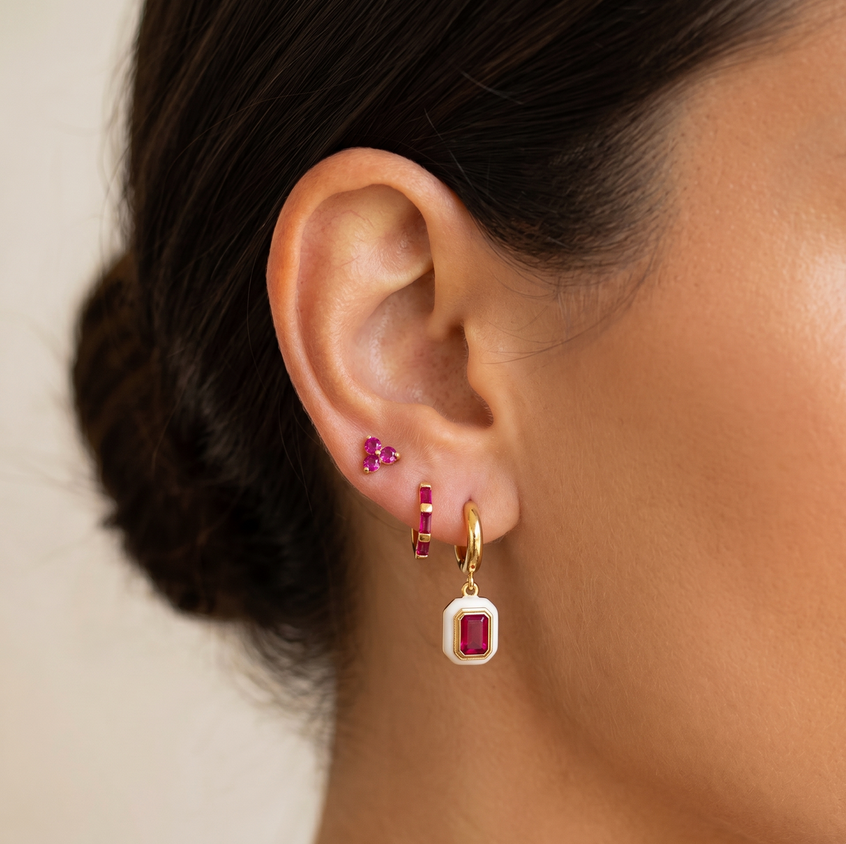 Ruby Bedazzle Hoop Earrings – J&CO Jewellery