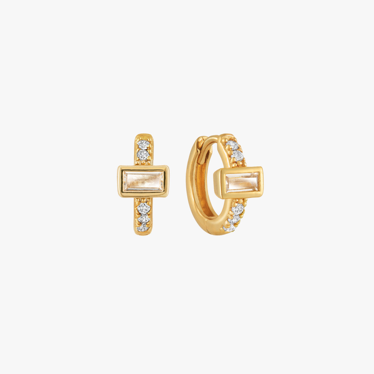 Baguette Solitaire Huggie Hoop – J&CO Jewellery