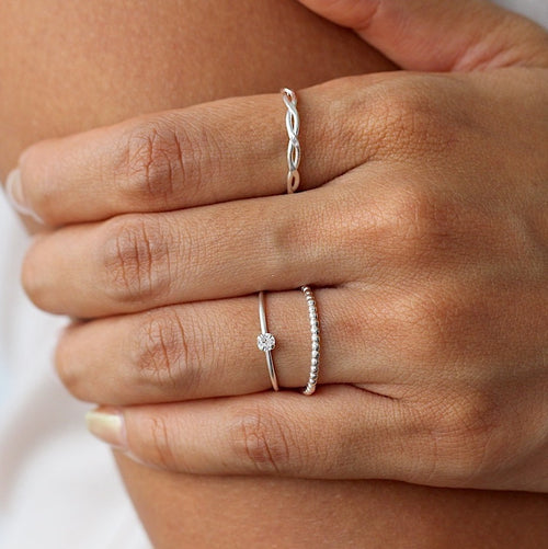 Flettet Tynn Ring Sølv