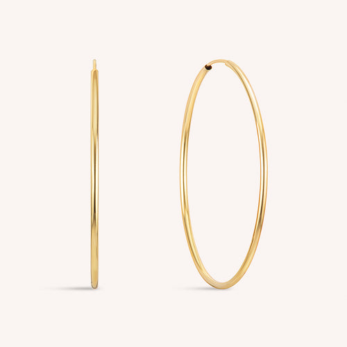 Anting Hoop Besar Tanpa Akhir Emas Padat 14K 60mm