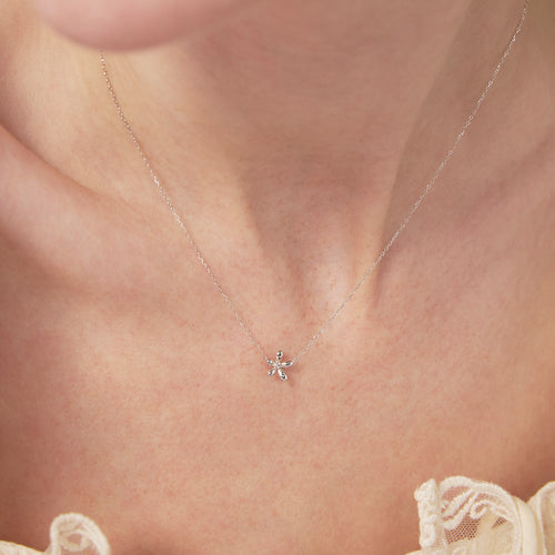 14K Massivt Guld Floraison Diamant Halsband