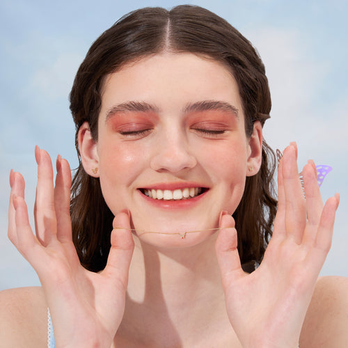 14K Massivt Guld Mini Pavé Diamant Sommerfugle Halskæde