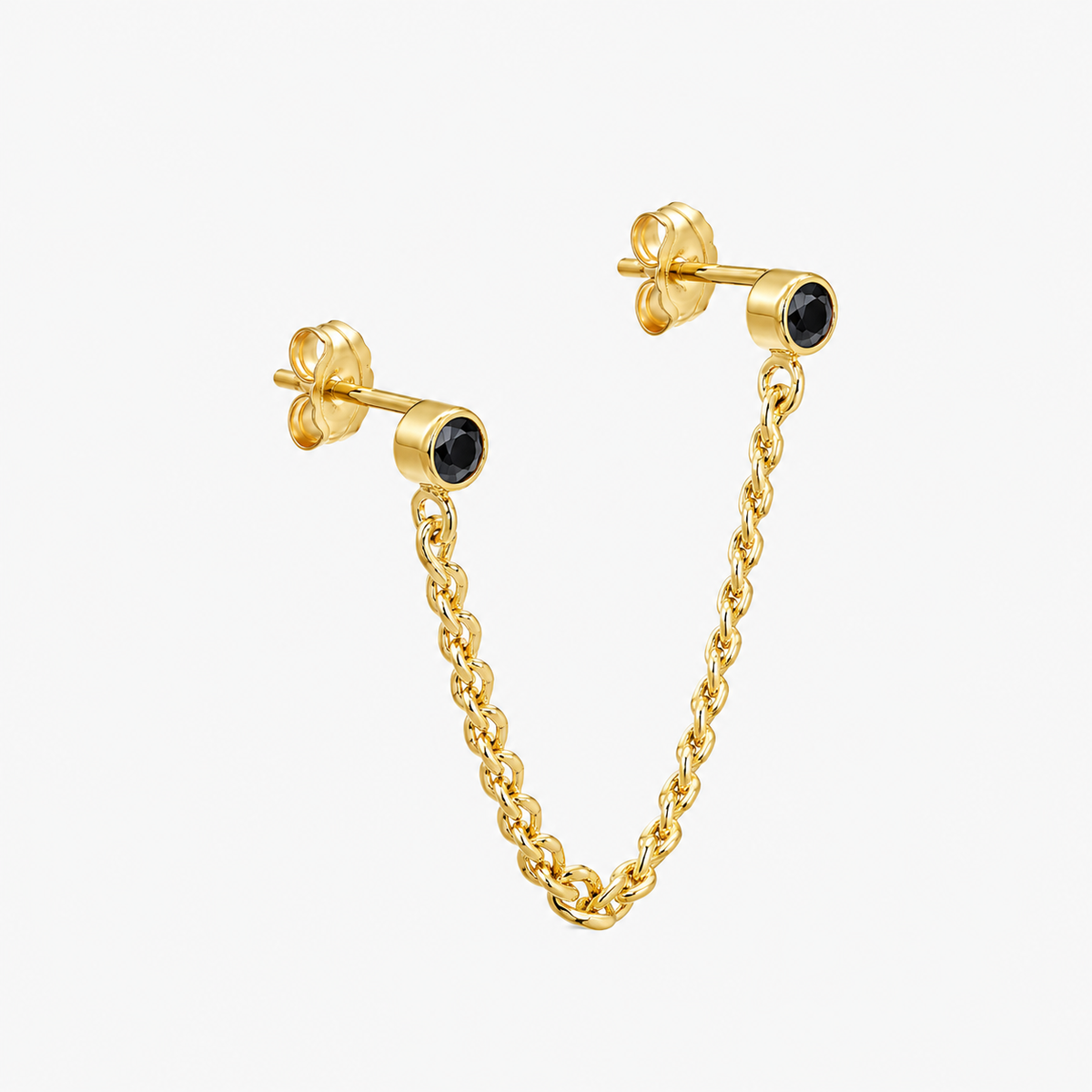 Curb Link Chain Black Bezel Earring – J&CO Jewellery