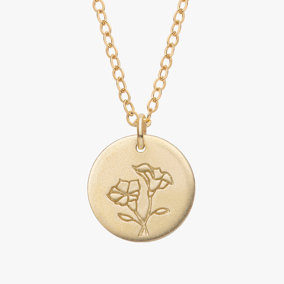 Personalized Birth Flower Necklace Gold 2 initials