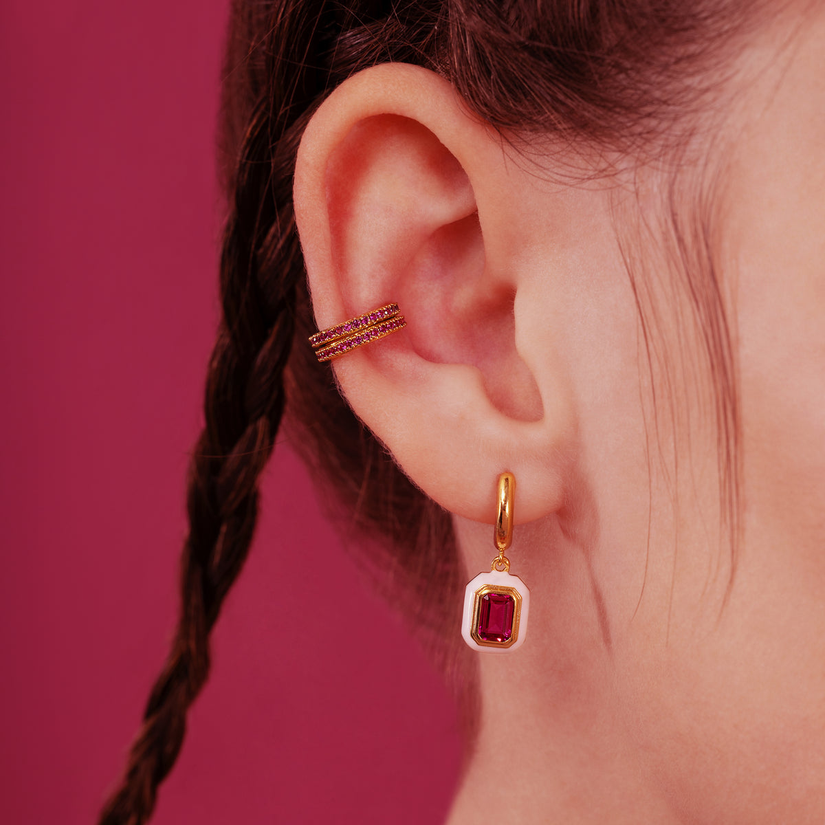アクセサリー BURBERRY ROSE MONOGRAM HOOP EARRINGS Burberry TB Monogram Palladium Plated Hoop Earrings