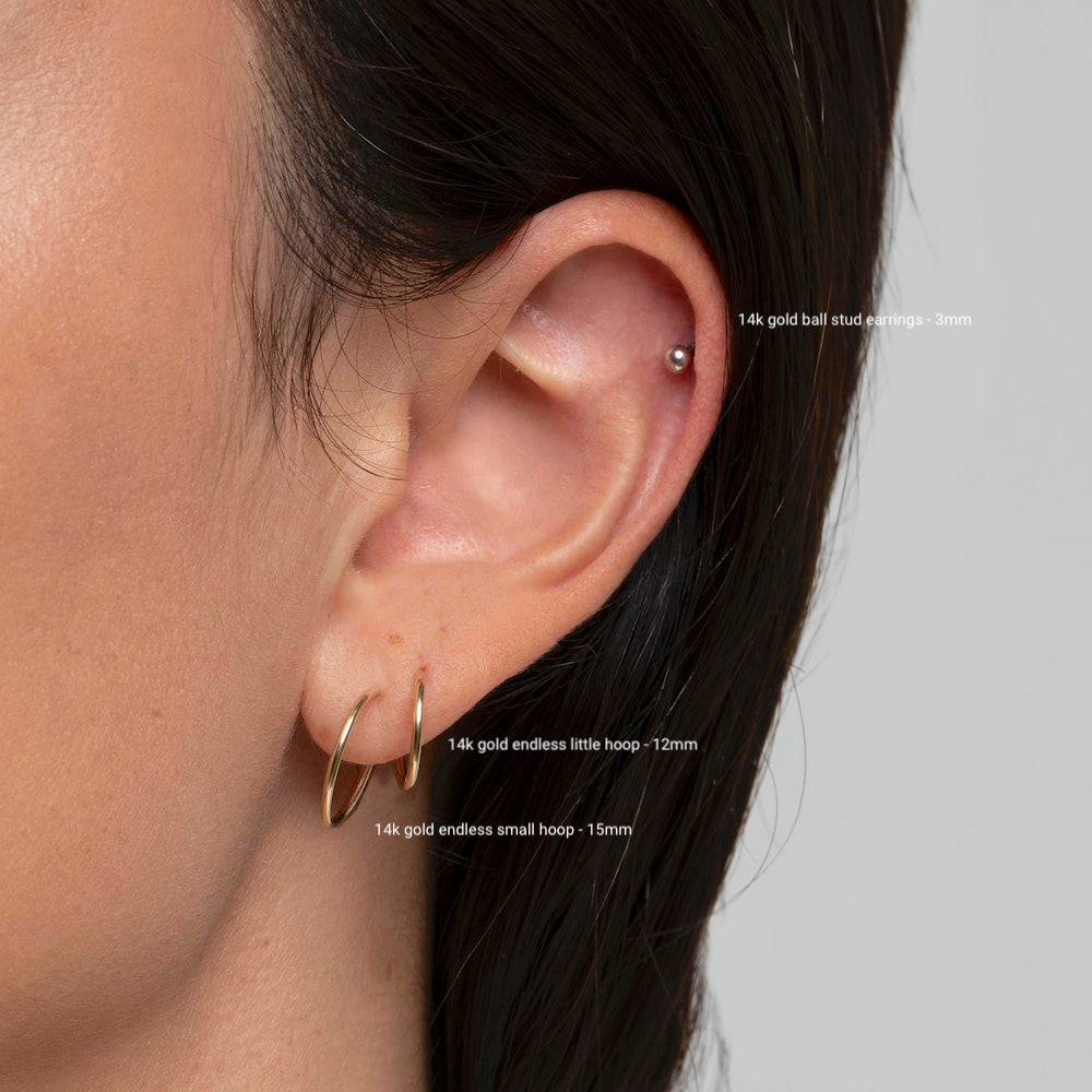 14K Solid Gold Endless Small Hoop Earrings 15mm – J&CO Jewellery