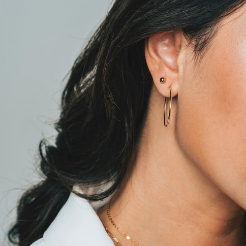 14K Solid Gold Endless Big Hoop Earrings