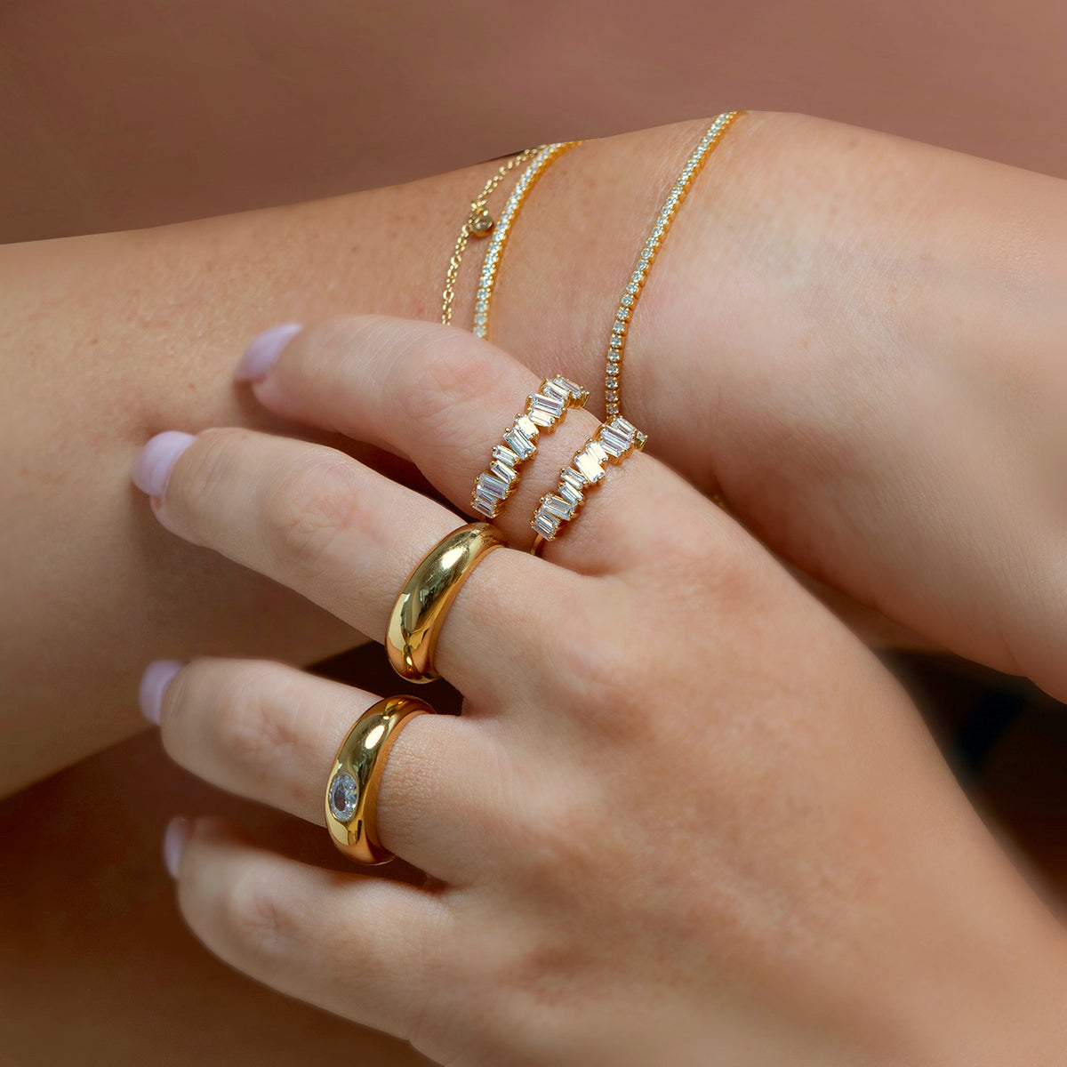 Embellished Baguette Ring Gold J CO Jewellery