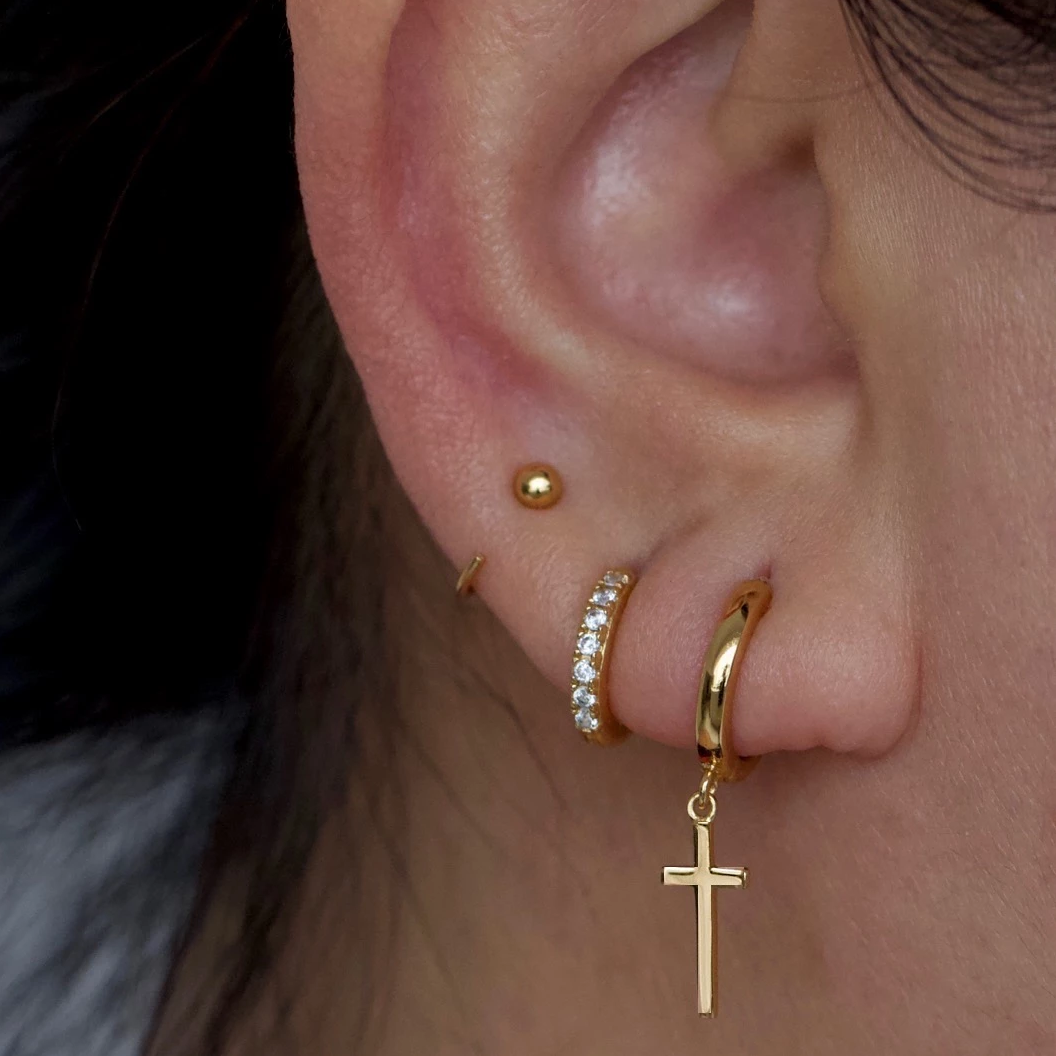 Cross Dangle Hoop Earrings – J&CO Jewellery - Main Image