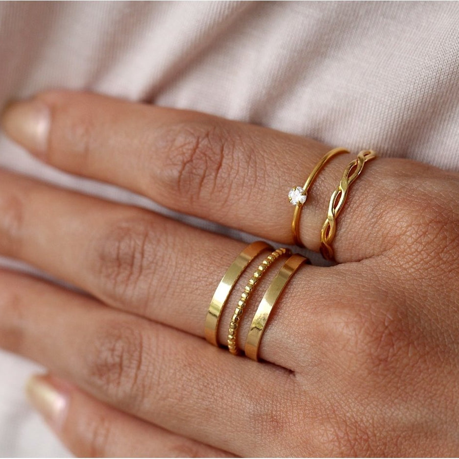 Braided Skinny Ring Gold J CO Jewellery