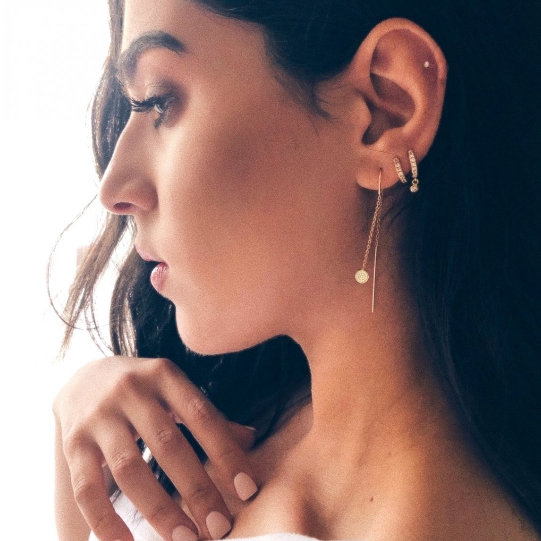 Orecchini Pendenti Cerchio Donna Argento Sterling 925,Orecchini Pendenti A Forma Di Stella Di Cristallo Asimmetrici Di Personalità Delicati Orecchini - Foto 8