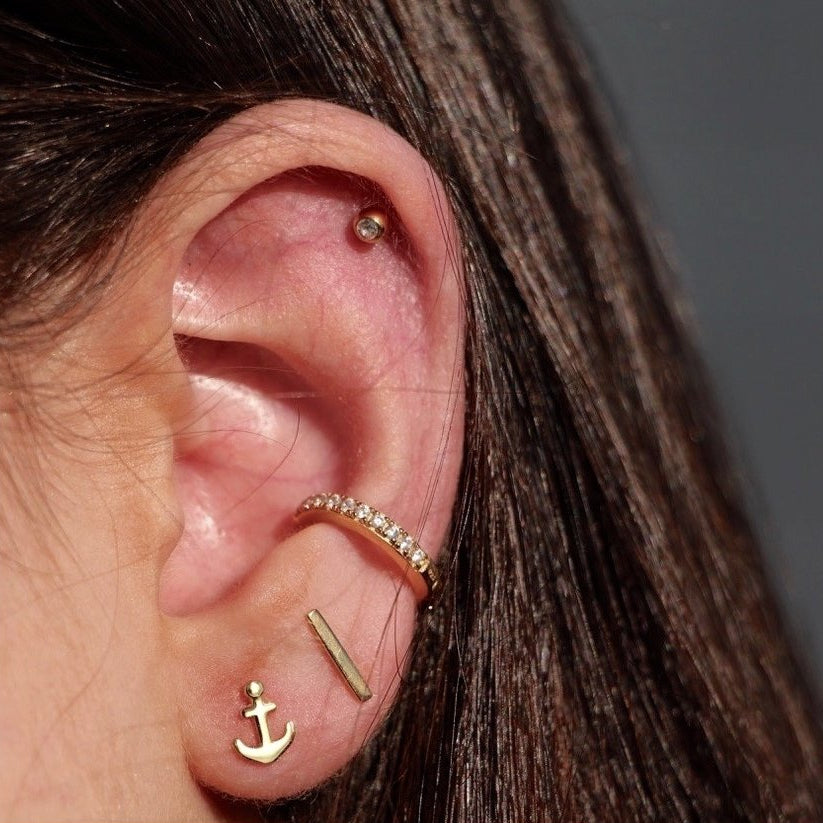 アクセサリー BAR Jewellery Fiocco Pierced Earring OUFER Chain Industrial Piercing Jewelry, 316L Surgical Steel