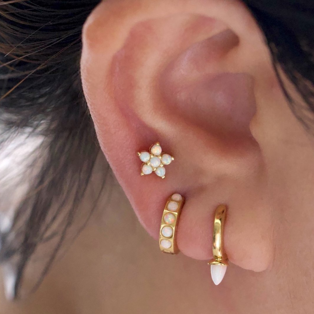 Opal Huggie Earrings – J&CO Jewellery