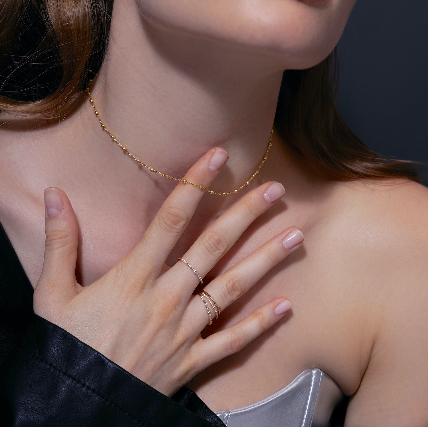 14K ソリッドゴールド ベゼル ダイヤモンド リング