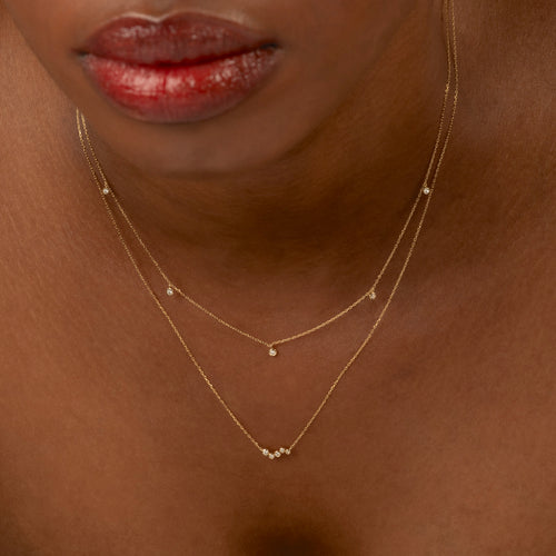 14K Massivgold Glitzer Diamant Halskette