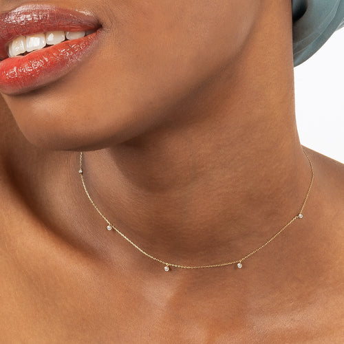 14K Massivgold Glitzer Diamant Halskette
