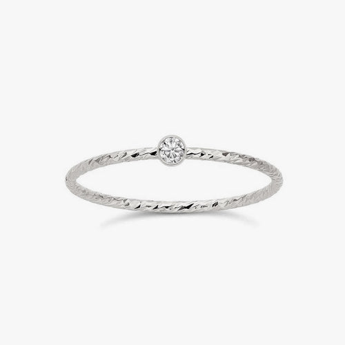 Mini Sparkle Bezel Ring Silver