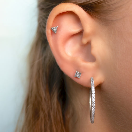 Vintage CZ Rhombus Juvelbesat Mikro Barbell