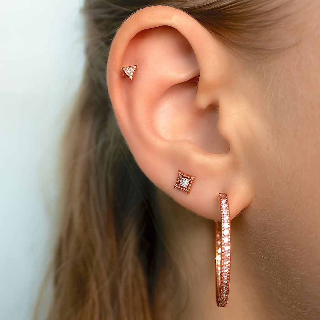 Vintage CZ Rhombus Juvelbesat Mikro Barbell