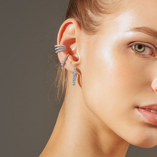 Minimal CZ Suspender Earrings