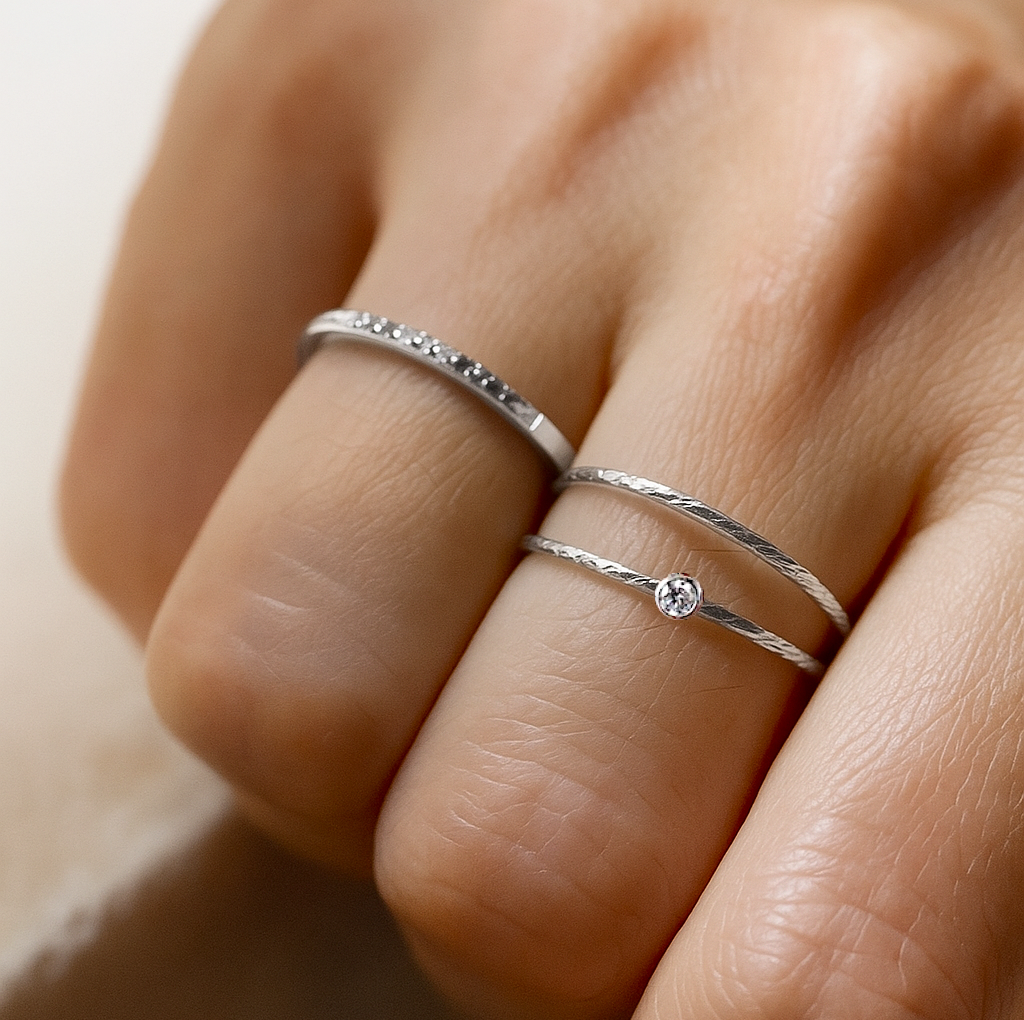Mini Sparkle Bezel Ring Silver