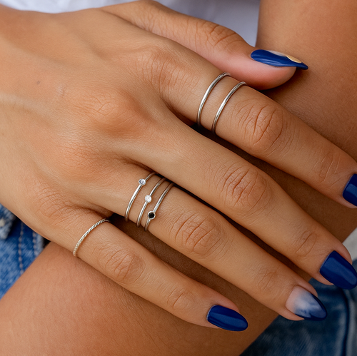 Sparkle Skinny Ring Sølv