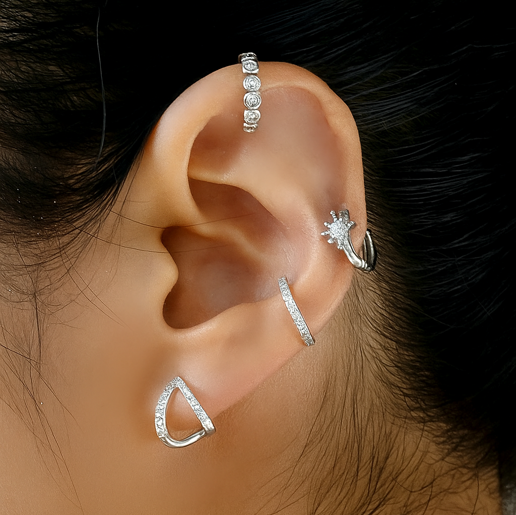 Double Sparkling Pave Stud Earrings