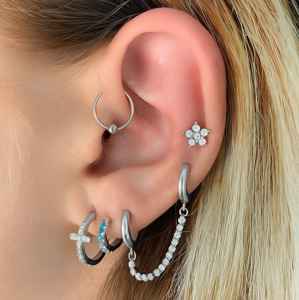 Pave Cross Hoop Earrings