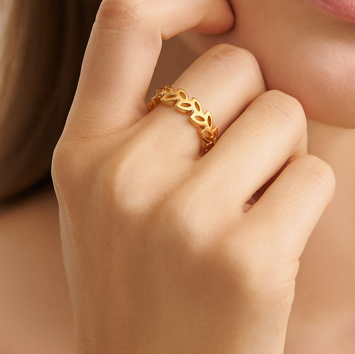 Cut-Out Leaf Ring Guld