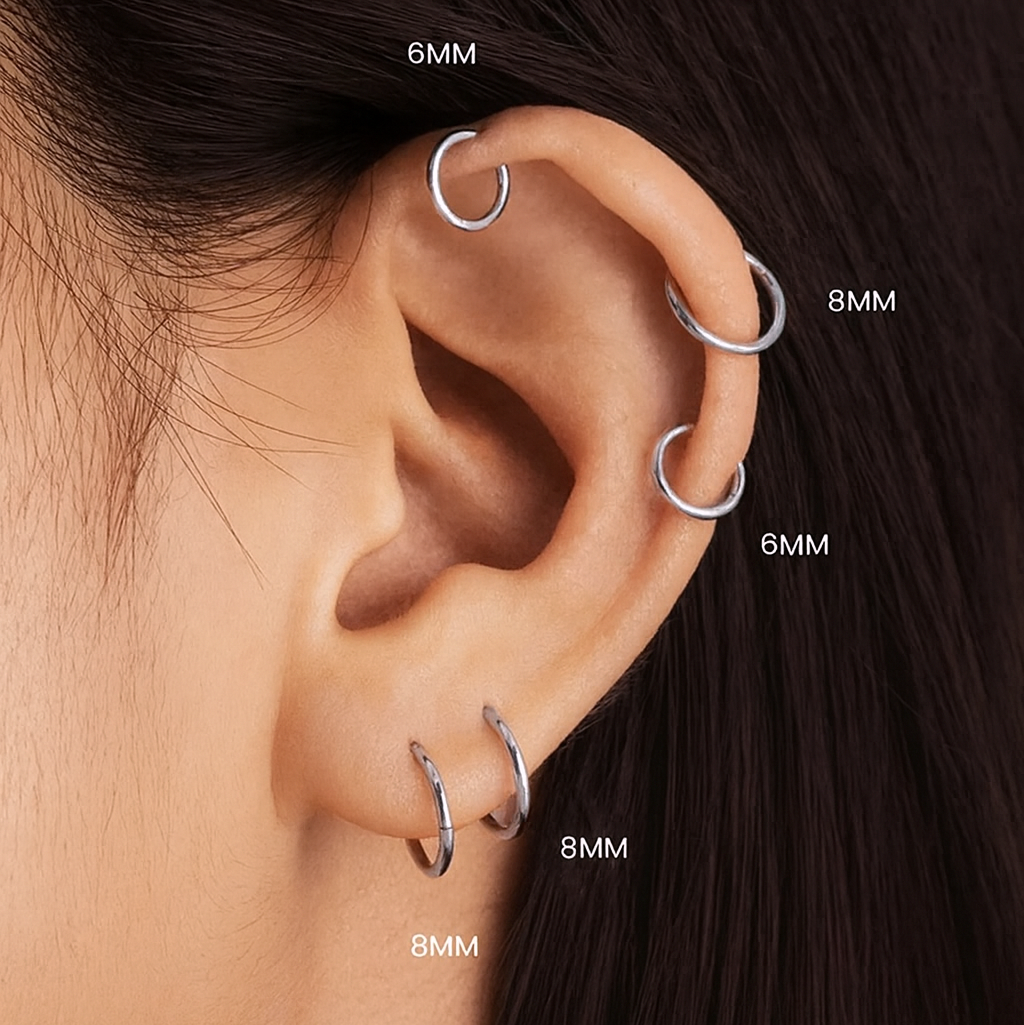 Kirurgisk stål hengslet clicker-ring 8mm