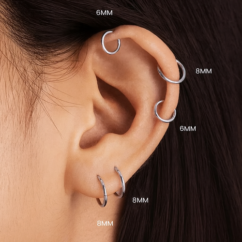 Kirurgisk stål hengslet clicker-ring 8mm