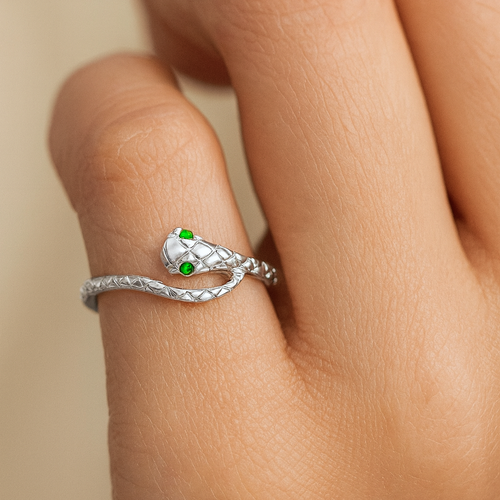 แหวนลายงูเงินมีพื้นผิว