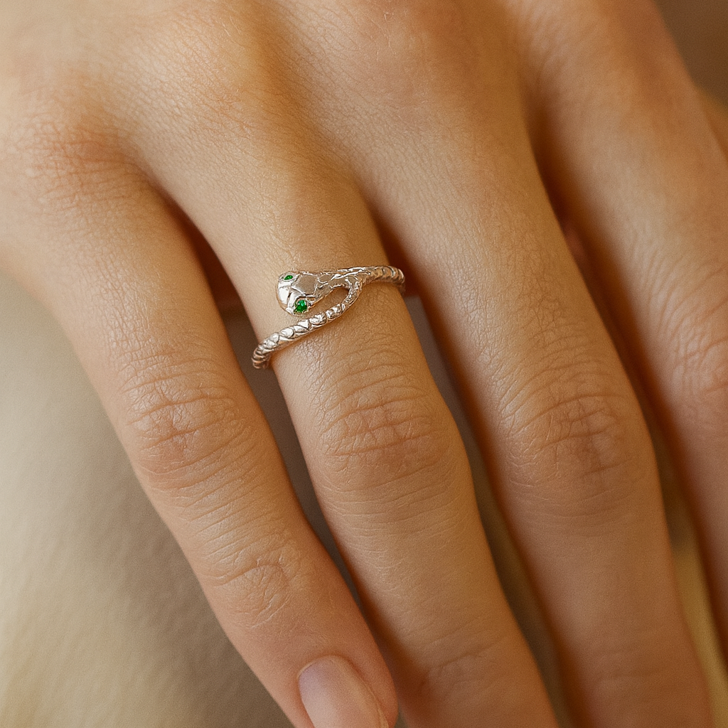 แหวนลายงูเงินมีพื้นผิว