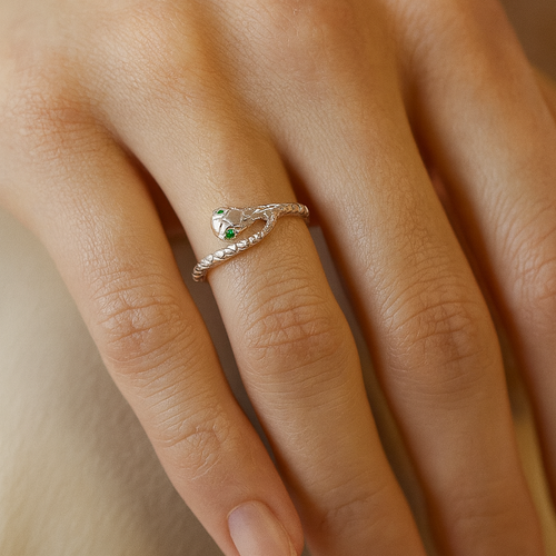 แหวนลายงูเงินมีพื้นผิว