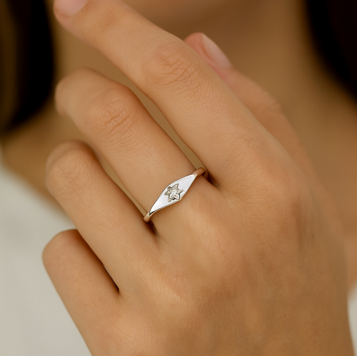 Mini pierścionek sygnetowy Starburst srebrny