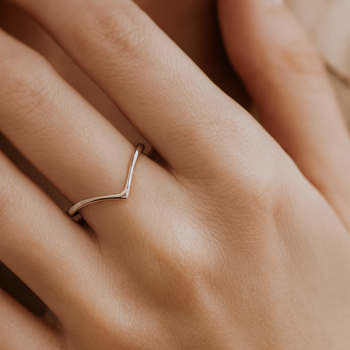 Hammered Chevron Ring Silver