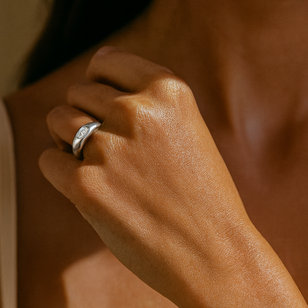 แหวนโดมมาควีนเงิน