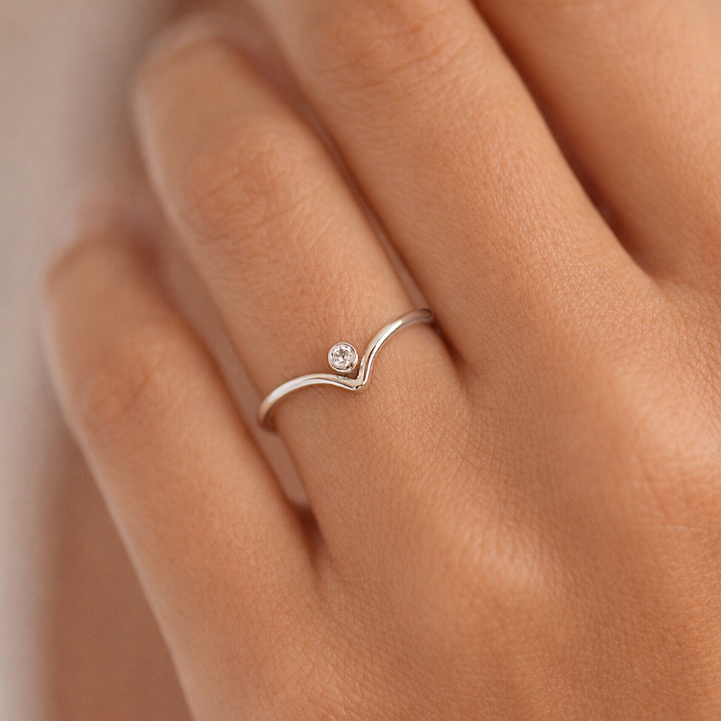 Sprankelende Chevron Ring Zilver