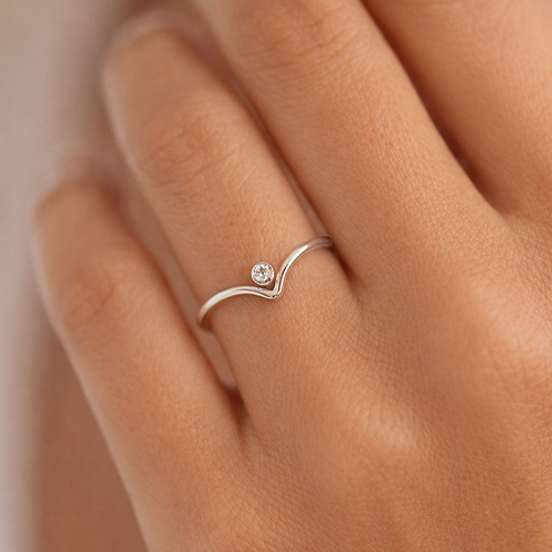 Sprankelende Chevron Ring Zilver