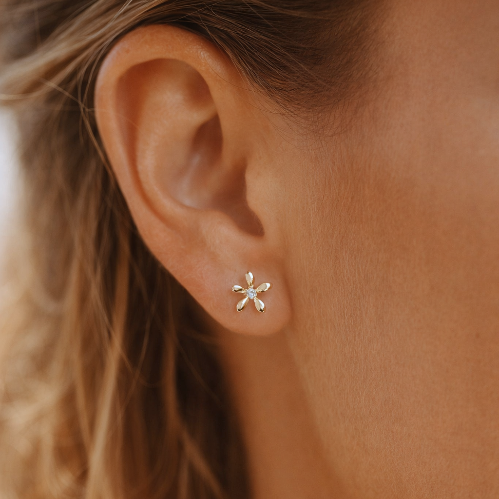 14K Massivgold Floraison Diamant Ohrstecker