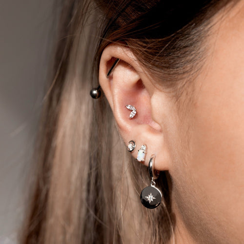 Starburst Disc Hoop Earrings