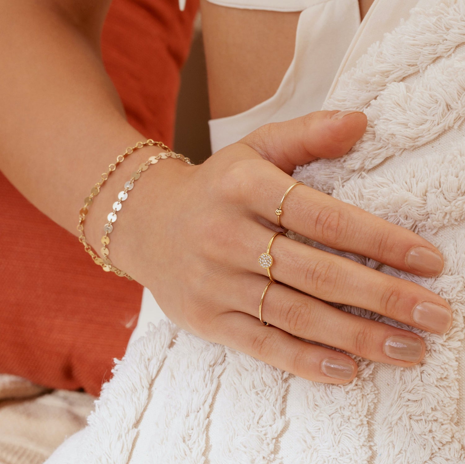 細款疊戴戒指 金色