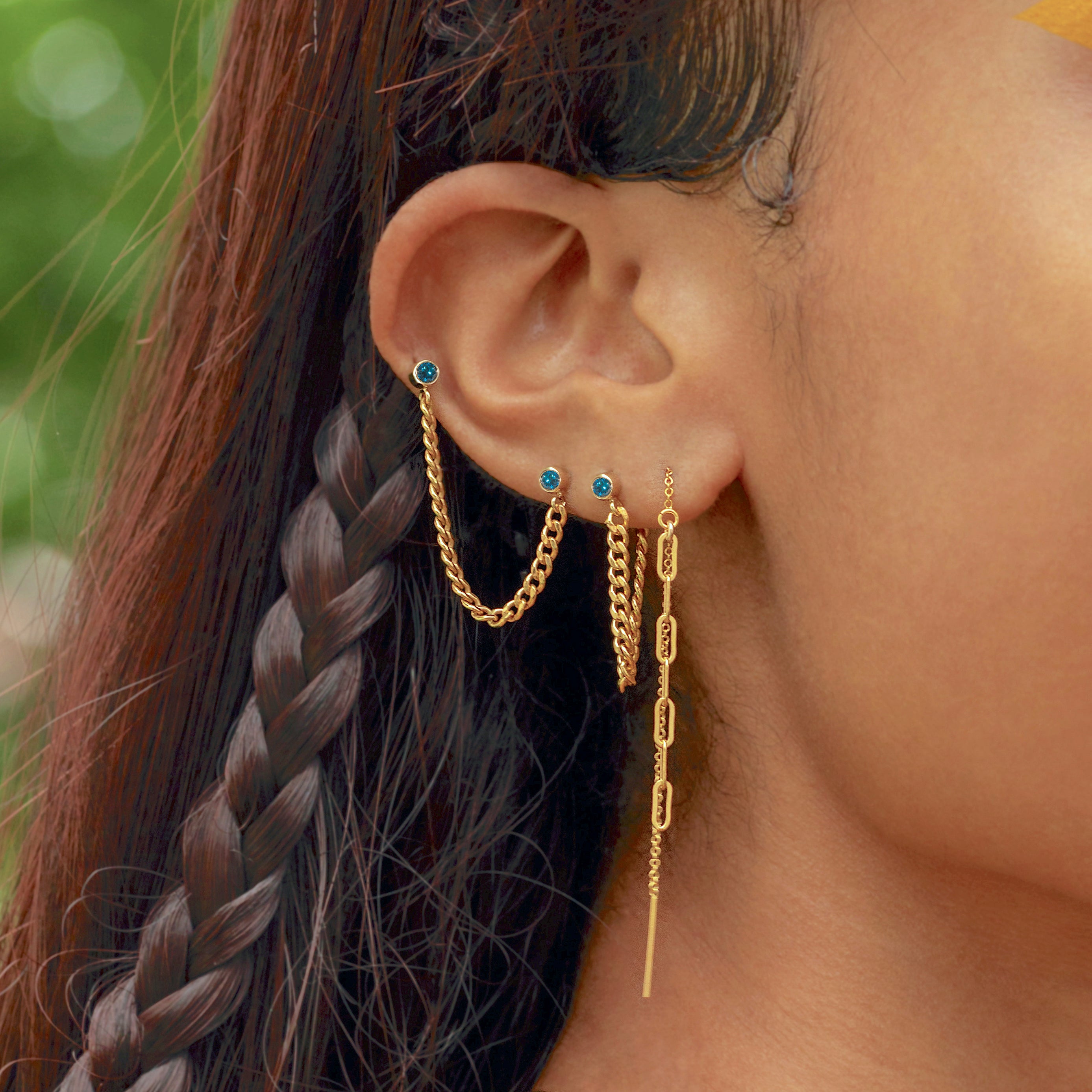Curb Link Chain Sapphire Bezel Earring – J&CO Jewellery